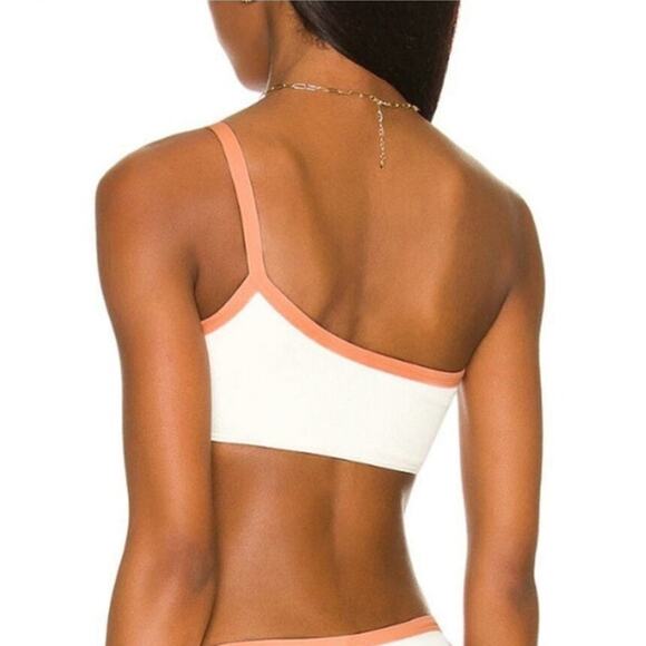 L*Space Axel Bikini Top in Cream & Orange Size Medium NWT One Shoulder - Picture 2 of 6